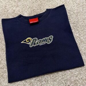 Y2K Vintage Reebok St. Louis Rams Glitter T-Shirt | Navy Blue | L‎